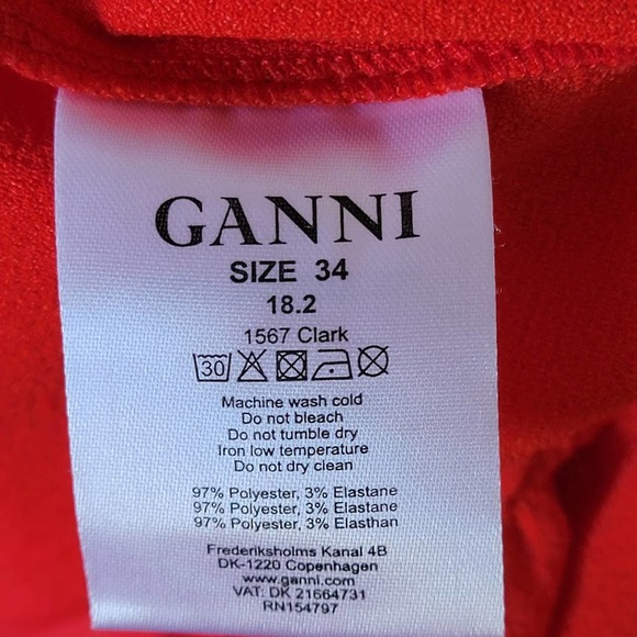 GANNI Clark Rare Ruffle Crepe Maxi Dress in Big Apple Red - Picture 11 of 12